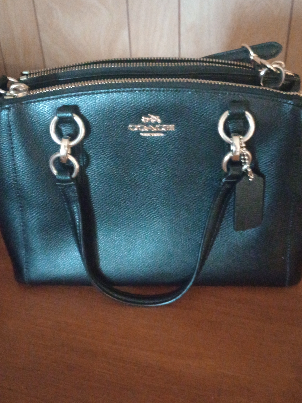 Coach Black Pebbled Leather Double-Zip Satchel